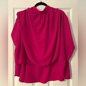 KLD Bright Fuchsia Dolman Sleeve Bubble  Blouse Size Small